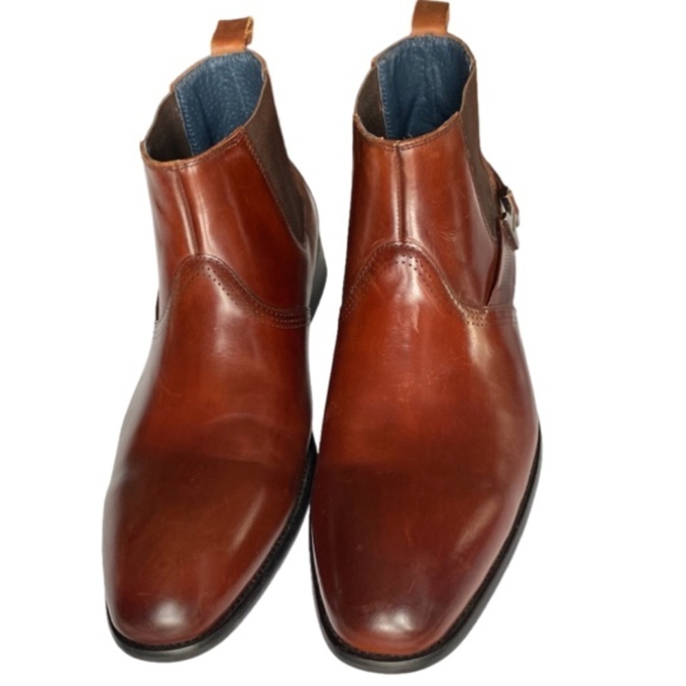 STACY ADAMS Boots Joffrey Plain Toe Chelsea Brown Leather Men Size 9